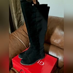 Guess black felt stretchable knee high boots